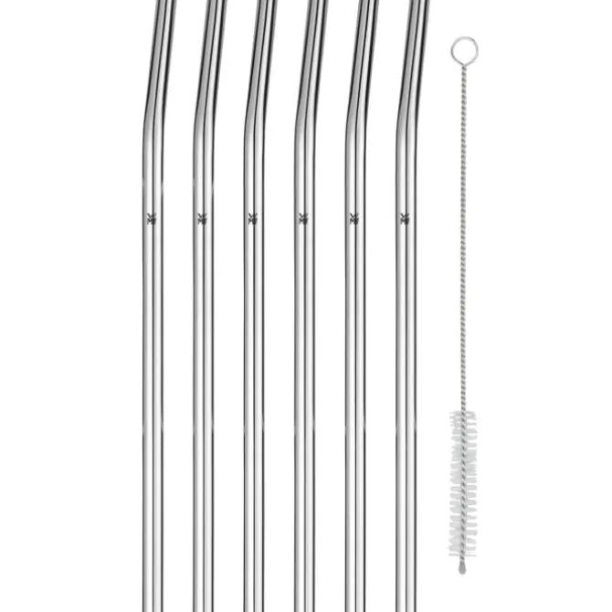 Bar- & Weinzubehör | WMF BaricTrinkhalm-Set aus Cromargan®, 24 cm, 6-teilig plus Reinigungsbürste