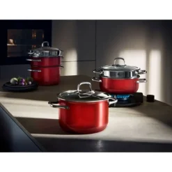 Töpfe | WMF Fusiontec Compact Kochtopf mit Glasdeckel, 18 cm, Red