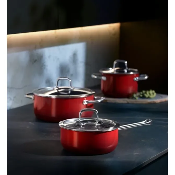 Töpfe | WMF Fusiontec Compact Kochtopf mit Glasdeckel, 24 cm, Red