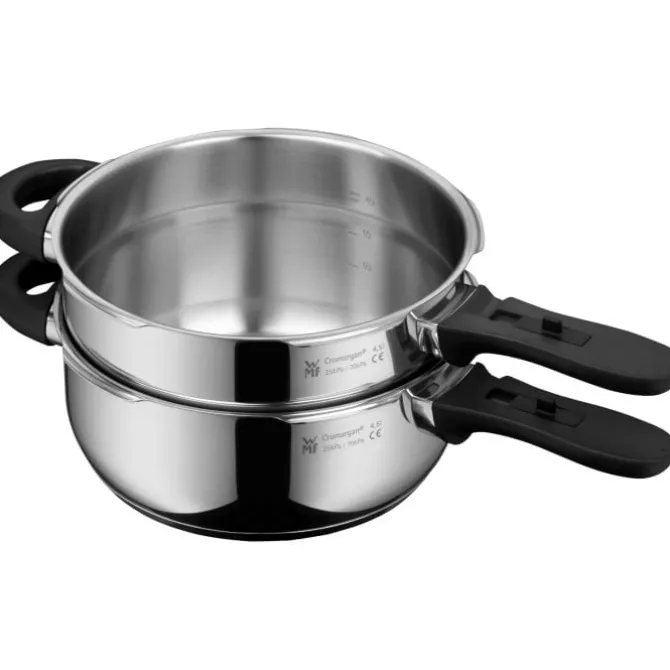 Schnellkochtöpfe | WMF Perfect Plus One Pot Schnellkochtopf-Set mit Dampfgareinsatz, 22 cm, 4,5 und 3,0 Liter, stapelbar