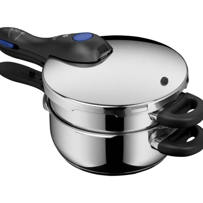 Schnellkochtöpfe | WMF Perfect Plus One Pot Schnellkochtopf-Set mit Dampfgareinsatz, 22 cm, 4,5 und 3,0 Liter, stapelbar