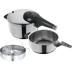 Schnellkochtöpfe | WMF Perfect Premium One Pot Schnellkochtopf-Set mit Dampfgareinsatz, 22 cm, 4,5 und 3,0 Liter