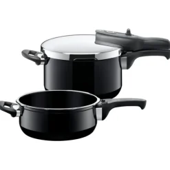 Schnellkochtöpfe | WMF Silit Silargan® Sicomatic t-Plus Schnellkochtopf-Set, 22 cm, 4,5 l und 3,0 l, Black